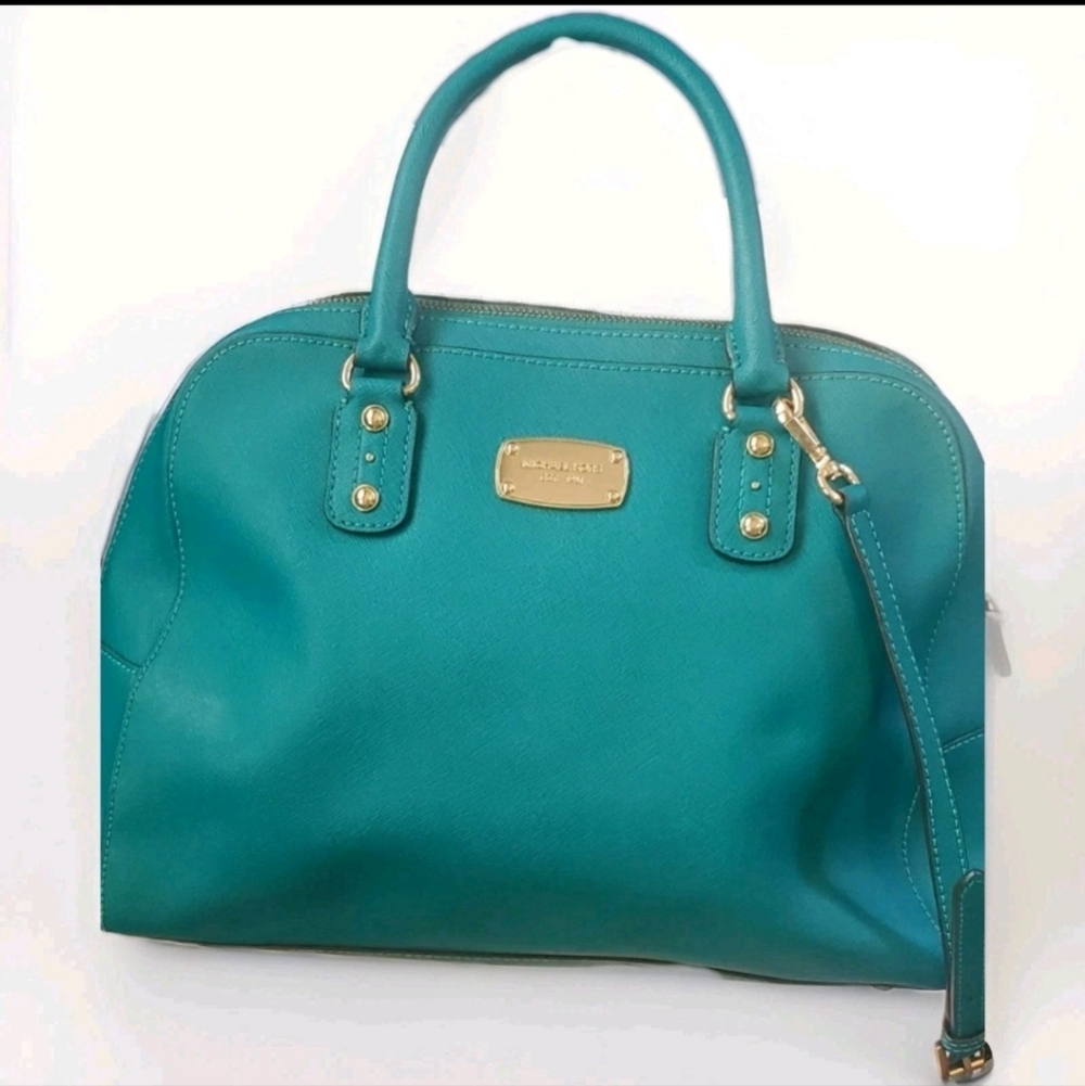 Michael Kors Medium Dome Saffiano Leather Satchel Teal